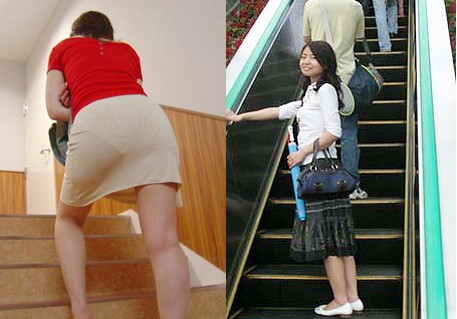 穿裙子上楼梯走光内涵图片：美女穿短裤恶心图片(7)(点击浏览下一张趣图)