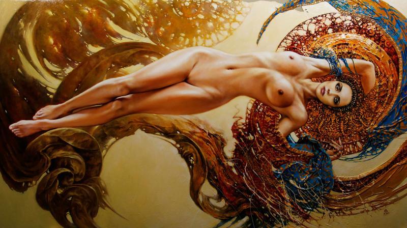 人体油画欣赏：赤裸裸的美奈子(3)(点击浏览下一张趣图)