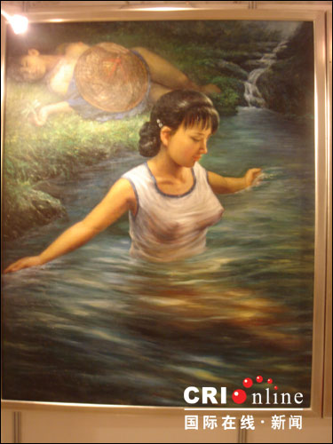 何绍教女人体油画冲凉：画家妻子现代人体油画(3)(点击浏览下一张趣图)