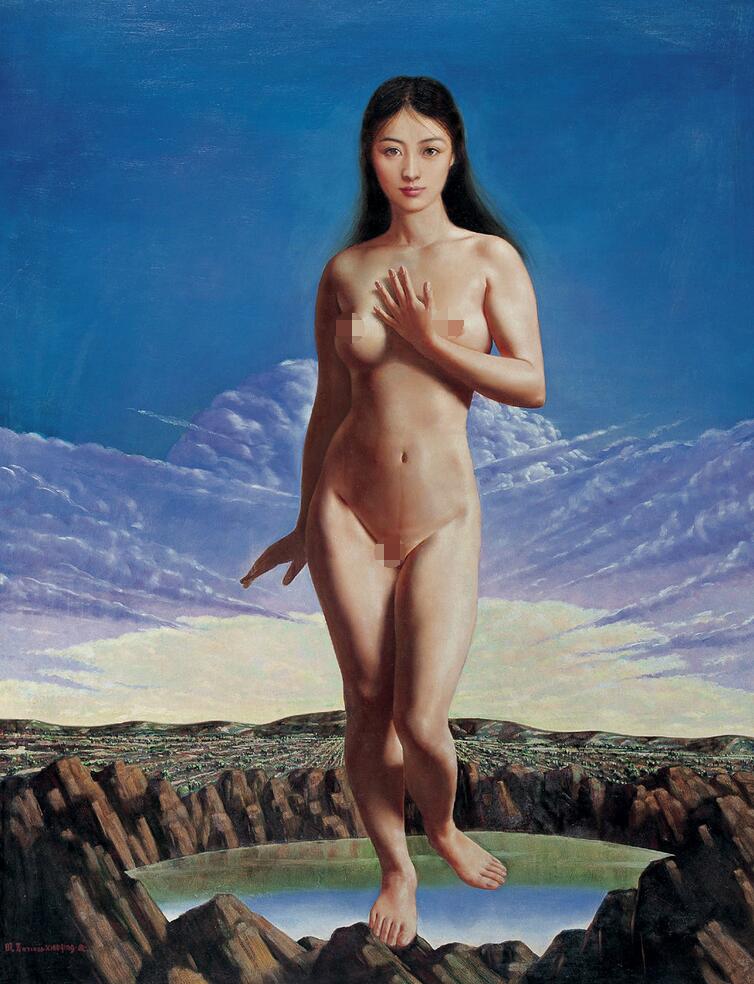何绍教女人体油画冲凉：画家妻子现代人体油画(5)(点击浏览下一张趣图)