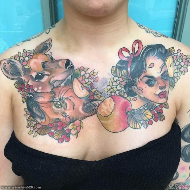 胸上字母的纹身图片女：女的胸不打马赛克图片(点击浏览下一张趣图)