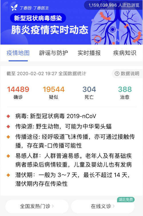 全国新型冠状病毒肺炎疫情地图分布丁香园 人数实时更新统计