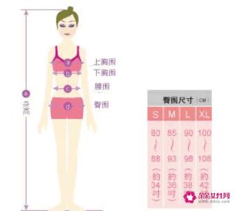 中国女人文胸尺码对照表