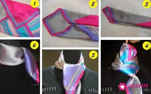 空姐方丝巾常见的四种打法