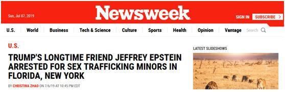 美国亿万富豪杰弗里·爱泼斯坦（Jeffrey Epstein）性侵女童案