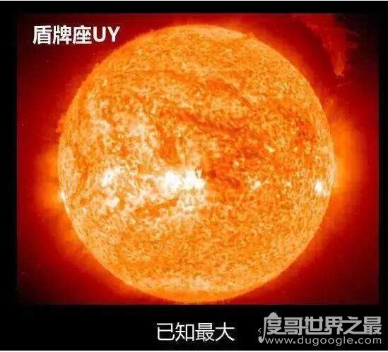 目前宇宙已知最大的星体，盾牌座UY(体积是太阳的50亿倍)