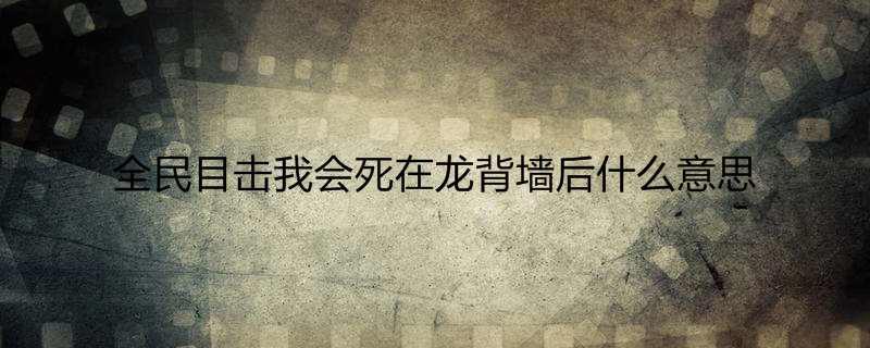 全民目击我会死在龙背墙后什么意思