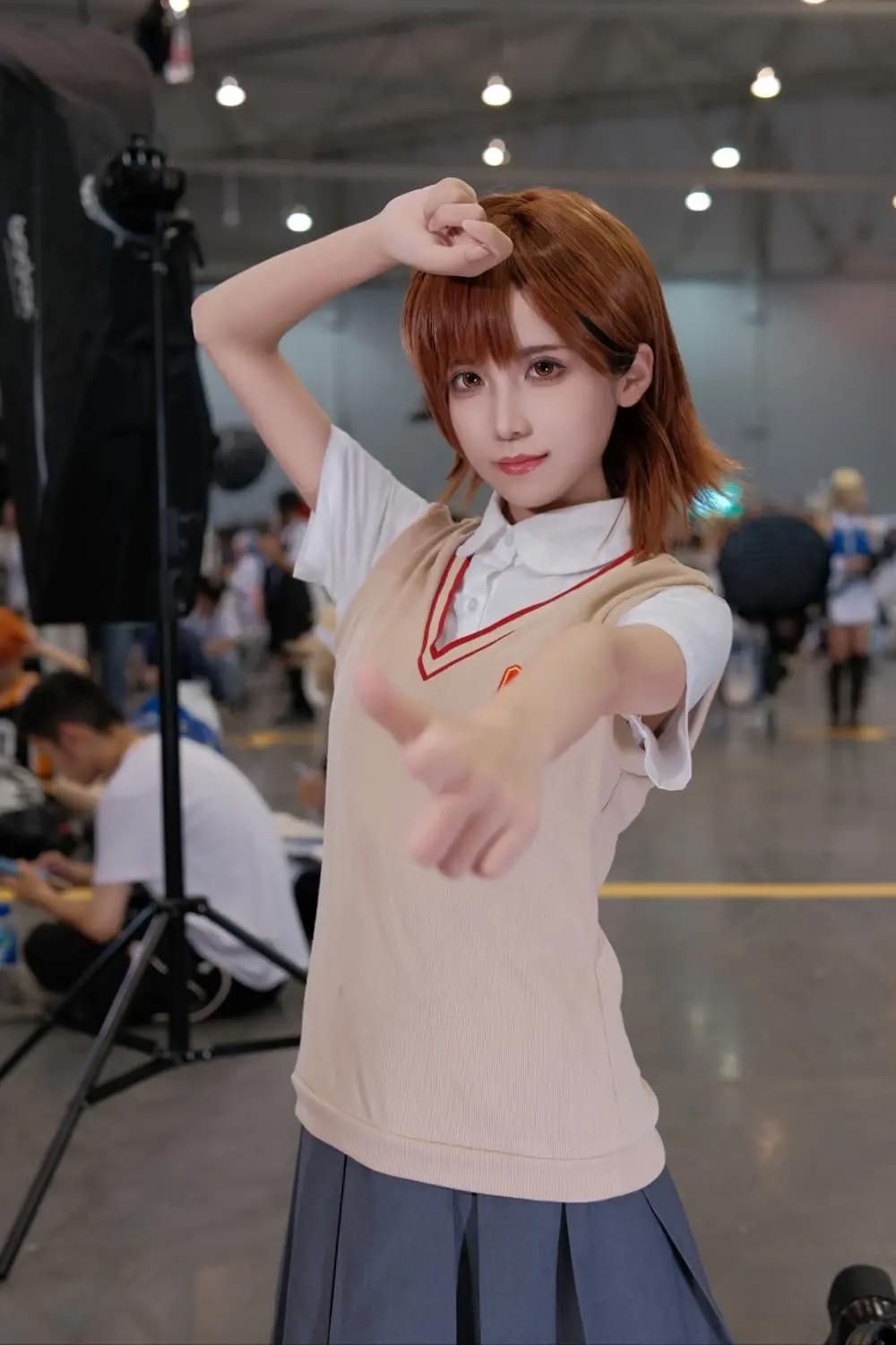 长发炮姐真人照片，炮姐御坂美琴cosplay